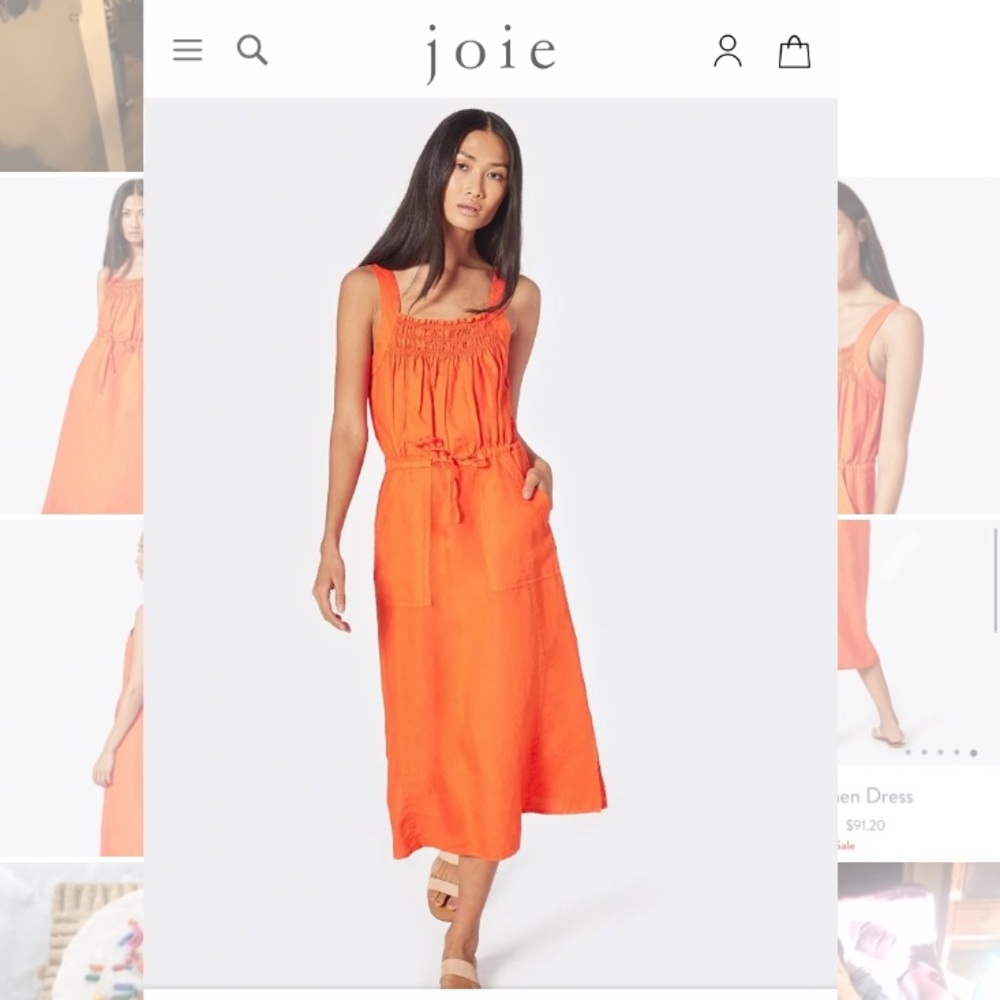 Joie Petrina papaya linen dress